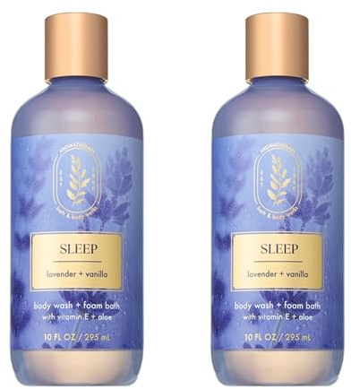 Bath & Body Works Lavender Vanilla Body Wash & Foam Bath, Aromatherapy Cleanser with Vitamin E & Aloe, Non-Drying & Gentle for Daily Use, 10 fl oz - 2 Pack