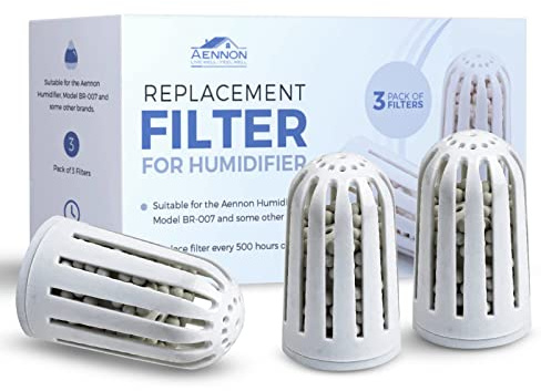 Aennon - Ultrasonic Universal Humidifier Filter Replacements for Home, Cool Mist Demineralisation Cartridges, Ceramic Stone Material, 500 Hours, 3 Pack