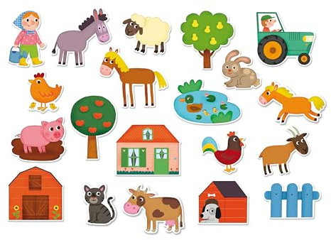 Magnete vom Bauernhof Magnetische Tiere 20 Teile aus Holz Kinder 2+ | Bunte Magnetfiguren -nutzbar auf Tafel oder Kühlschrank -fördert Motorik und Wiedererkennung -tolle Geschenkidee heute