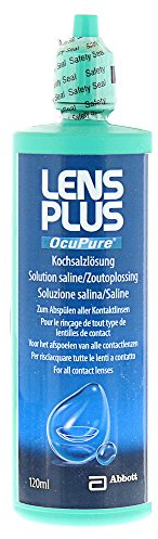 AMO Lens Plus OcuPure Saline – Sterile Kochsalzlösung zum Abspülen und Benetzen aller Kontaktlinsen – Ohne Konservierungsstoffe – 1 x 120 ml