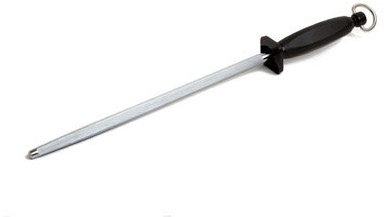 10 Round Butchers Sharpening Steel with Black Plastic Handle