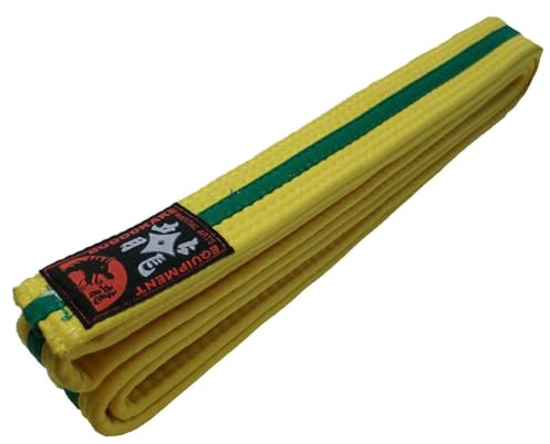 Budodrake Karategürtel gelb, grüner Mittelstreifen Judogürtel Taekwondogürtel