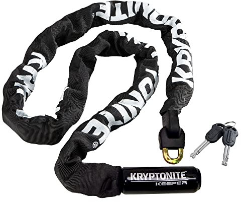 Kryptonite Keeper 712 Bike Chain Lock, 4 Feet Long Heavy Duty Anti-Theft Bicycle Chain Lock with Keys for Bike, Motorcycle, Scooter, Bicycle, Door, Gate, Fence