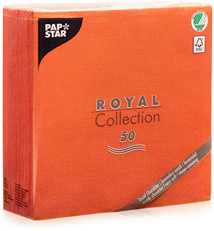 Papstar, Lot de 50 serviettes Royal Collection - Pliage 1/4-40 x 40 cm - Nectarine - #84813