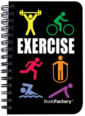 BookFactory Fitness Journal/Workout Exercise Journal/Log Book, 120 Pages, 3.5” x 5.25'' (Pocket Sized Book), Translucent Cover, Wire-O Binding (Made in USA)