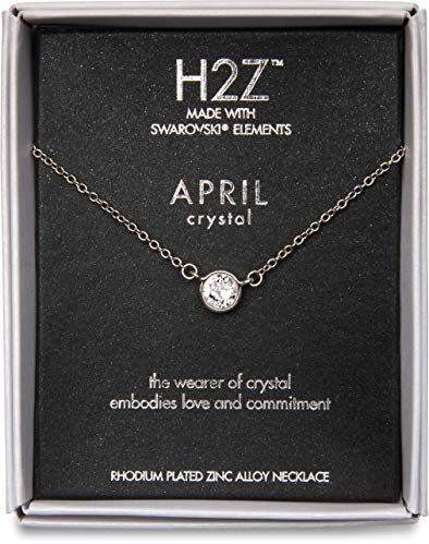 Pavilion Gift Company H2Z 16219 April Crystal Birthstone Necklace with 18 Chain