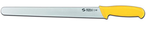 Ambrogio Sanelli - Supra Colore - Coltello Prosciutto. Manico Ergonomico in Polipropilene, Colore: Giallo. Lama: Liscia e Stretta, in Acciao Inox Nitro-B Inox all'azoto. Cm: 32