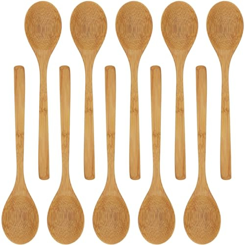 BambooMN 8 Reusable Solid Bamboo Deluxe Dinner Spoon - Dining Flatware - Kitchen Utensils - 30 pcs