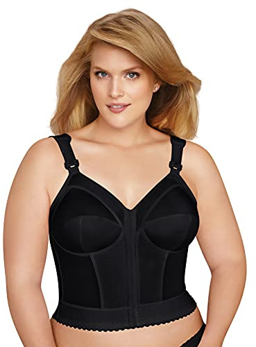 Exquisite Form Women's Front Close Longline Bra 5107530, Black, 44DD