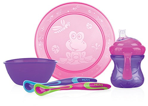 Nuby ID92316 Essen und Trinken Lern Set 5 teilig Girl