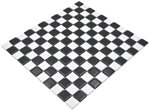 Piastrelle in ceramica a mosaico, colore nero e bianco opaco, per pavimenti, pareti, bagno, doccia, cucina, specchio, rivestimento, vasca da bagno, mosaico
