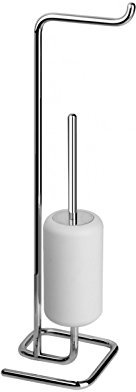 Juego de portarrollos de papel y escobilla de inodoro con soporte Gessi Goccia en blanco GRES, 38067, Color: cromado