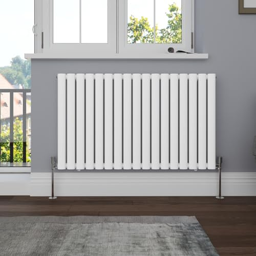 NRG 600x1003 Oval Column Radiator Central Heating Single Panel Gloss White | High Heat Output, Radiator Wall Mounted, Central Heating Rad, Modern Radiator, for Living Room, Kitchen, Home, Bedroom