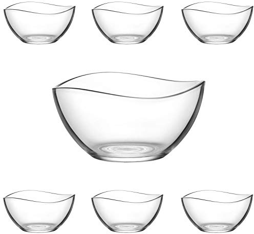 LAV Vira 7 tlg Glasschalen Set 1880 ml + 310 ml Obstschale Dessertschale Knabberschale Vorspeise Glas Vorratsgläser