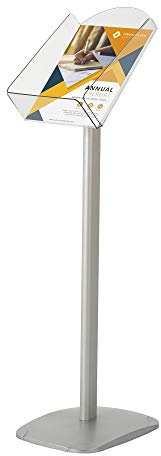 DISPLAY SALES Prospekthalter für DIN A4 Zeitschriften, Broschüren, Prospekte | Aufsteller mit Acrylablage | Infoständer, Bodenständer, Flyerhalter im Hochformat