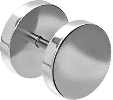 PIERCINGLINE Chirurgenstahl Stecker FAKE PLUG RUND Piercing Ohr Tunnel Silberfarben 6 mm
