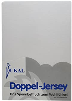 Dukal | Topper Spannbettlaken | max. Höhe 10 cm | 180x220 – 200x220 cm | aus hochwertigem DOPPEL-Jersey | 100% Baumwolle | Farbe: weiss