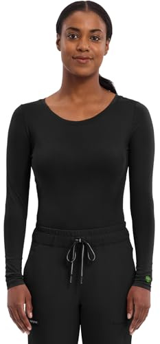 Healing Hands Women's Underscrub Soft Knit Melissa Longsleeve Scrub Tee with Breathable & Easy Care Fabric 5047, M, Black