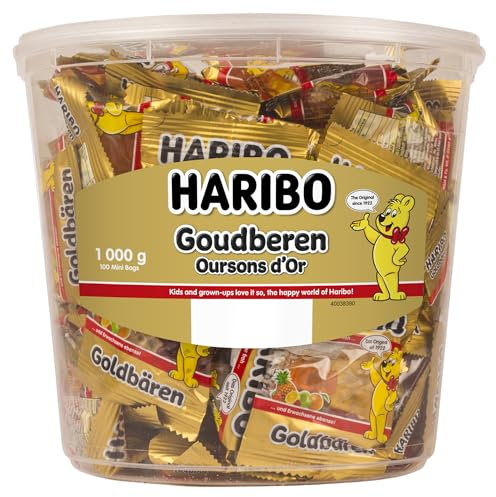 Haribo Goldbären 100 Minibeutel, 1er Pack (1 x 1000g Dose)
