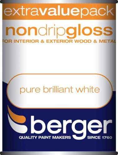 Berger 1.25l Non Drip Gloss - Pure Brilliant White White 1.25L, 273235