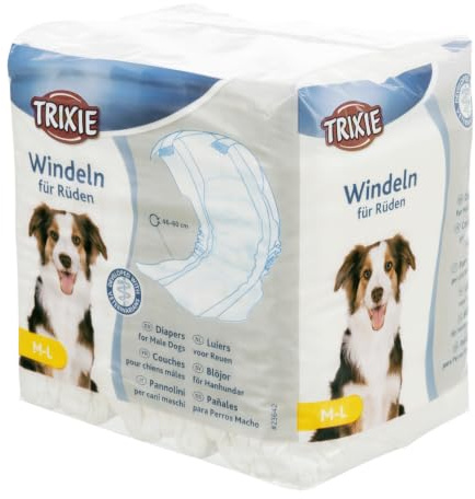 Trixie Twelve Diapers for Male Dog, Medium/Large,White