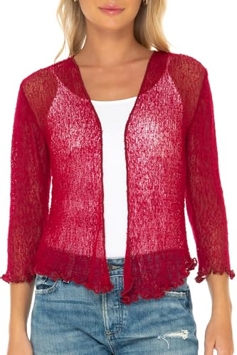 SHU-SHI - Cardigan/Coprispalle Trasparente - Effetto a Maglia - Donna