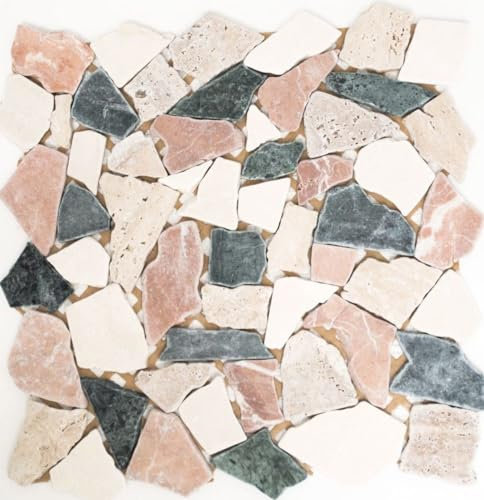 Piastrella a mosaico in marmo pietra naturale crema, beige, rosso, verde, rottura, ciot random per pavimenti, pareti, bagno, WC, doccia, cucina, specchio per piastrelle, rivestimento per vasca da