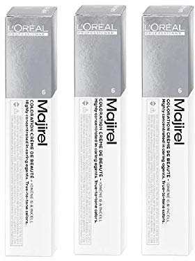 3 tubos de tinte para el cabello Majirel de Loreal de color rubio oscuro 6