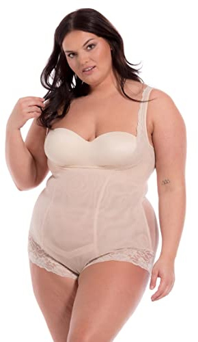 MAGIC Bodyfashion Shapewear, öppen byst design, smal kroppsdräkt med spets, Ribba, L