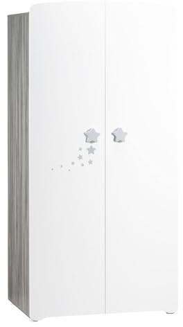BabyPrice Armadio a 2 ante per bambini, 175 x 85 x 56 cm, in legno, bianco