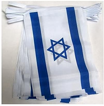 AZ FLAG Israel Bunting Flag, 20 Ft Garland with 20 Small Israeli Flags 8'' x 6'', 100% Polyester String Pennant, 6 meters