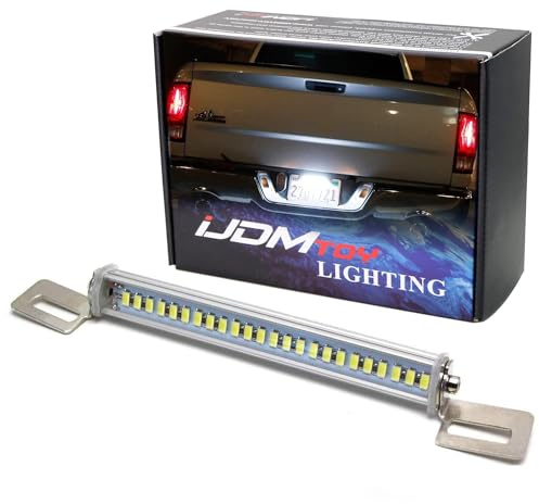 iJDMTOY 35-074-White License Plate Frame Mount 12V 24-SMD High Power Xenon White LED Rear Backup Reverse Light Kit Compatible With Car SUV Truck VAN RV