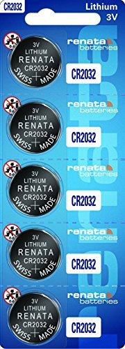 Renata CR2032 Batteries - 3V Lithium Coin Cell 2032 Battery (5 Count)
