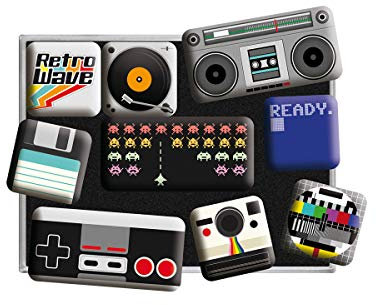 Nostalgic-Art Juego de Imanes Retro Wave Media – Regalo para los Fans de la Nostalgia, Decoración para la Nevera, Diseño Vintage, 9 Unidades, 9