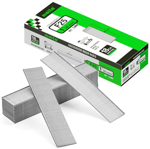 meite Clous de Finition Brad Galvanisés Type 18G/25 mm, Lot de 5 000, Clou pour Cloueuse 18G, Pour Menuiserie et Travaux de Finition