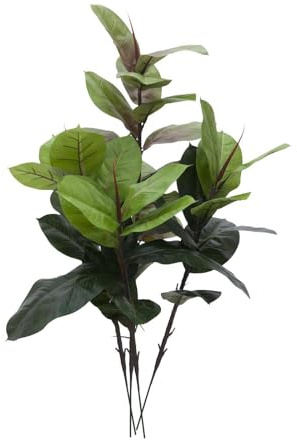 artplants.de Künstlicher Gummibaum, 45 Blätter, 3 stämmig, 100cm - Künstliche Zimmerpflanze - Deko Baum