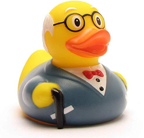 Opa Badeente I Quietscheente Großvater I L: 7,5 cm I Geschenk für Großeltern I inkl. Gummienten-Schlüsselanhänger im Set