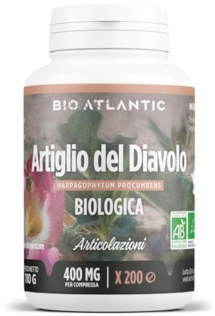 Harpagophytum Bio 400mg - 200 compresse, Ingredienti per 3 compresse: Polvere di Harpagophytum radice bio : 1200 mg, Antiagglomerante : talco