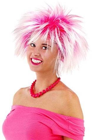 Folat Perücke Rosa Haare mit weißen Spitzen