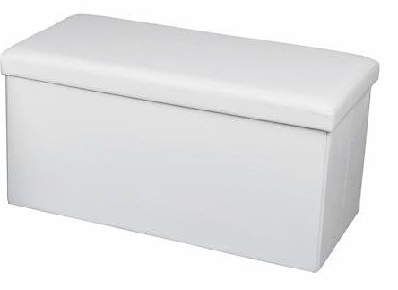 ECHTWERK Sitzbank, Faltbare Polsterbank aus hochwertigem Kunstleder, Sitzhocker mit Aufbewahrungsfunktion, Für Wohnzimmer/Schlafzimmer, Weiß