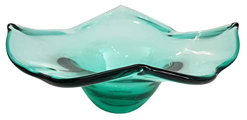 Överstdorfer glashylla skål liten grön glaskal fyrkantig dekorationsskål bordsglasskål munblåst i transparent grön diameter ca 14 cm höjd ca 7 cm