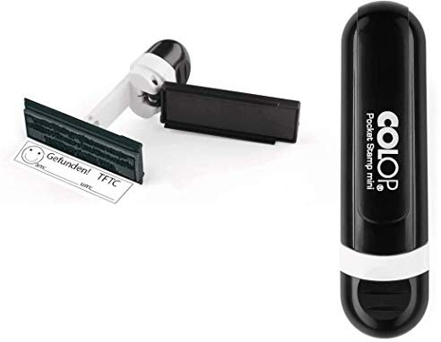 Geocaching Stempel 200 Motive - 5 Farben Wunschtext Stamp mit eurem Text von Colop Taschenstempel Schwarz