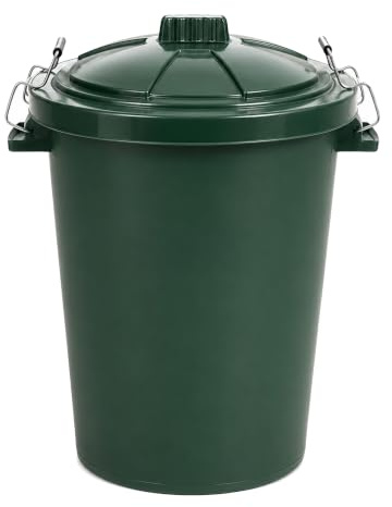 Chabrias Ltd 85 Litre Green Garden Waste Bin with Locking Lid - UK MADE - Heavy Duty Outdoor Storage Bin, Green Plastic Dustbin for Animal Feed, Bird Seed, Compost, Recycling Rubbish Storage, UK Made