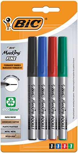 BIC Marking Fine ECOlutions permanenta markörer med fin konisk spets - blandade färger, blister med 4 st
