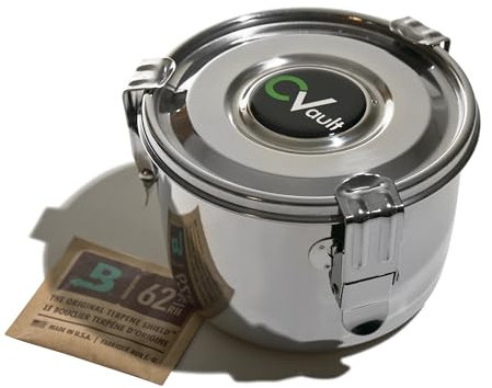 CVAULT Large | Aushärte- und Aufbewahrungsbehälter | Geruchsdicht, Luftdicht und Lichtbeständig | Edelstahl in Lebensmittelqualität | Inklusive 62% RH Boveda