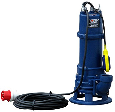Rotek 1,5kW / 400V elektrische Schmutzwasser Tauchpumpe mit Schredderwerk (Häcksler) und Stahlgehäuse