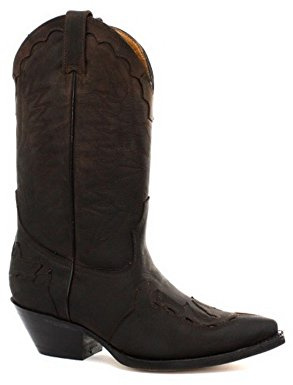 Grinders Arizonas Hoch Unisex Leder Cuban Heel Cowboy Stiefel Schwarz