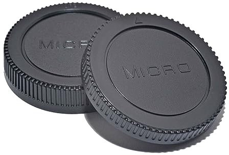 Body Cap & Rear Lens Cap to fit Micro 4/3rds Olympus & Panasonic Lumix Cameras and Lenses. Protective Dust Covers for Mirrorless Digital Camera.