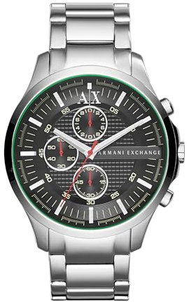 Armani Exchange Watch For Men, Chronograph Movement and 46mm Case Size with Stainless steel, Leather or Silicone strap