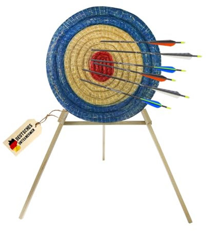 Runde Strohscheibe Deluxe - Ø 60 cm - Zielscheibe aus Stroh für Pfeil und Bogen in blau-rot - Ziel Bogenschiessen Kinder und Erwachsene, Scheibe ohne Ständer